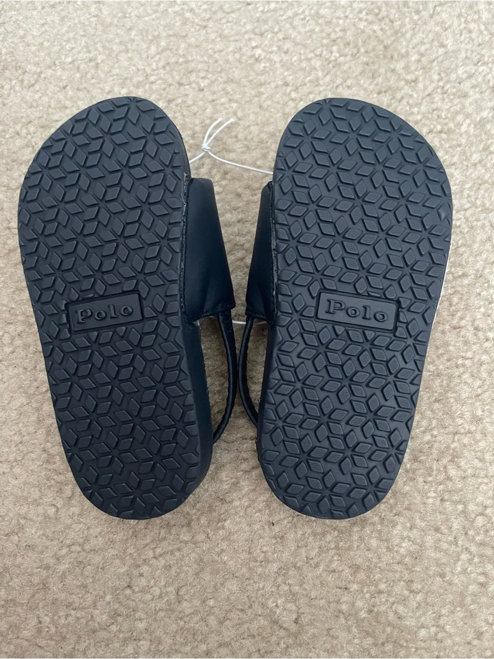 NWT Polo Ralph Lauren Toddler Navy Blue Logo Slide Sandals Size 4T